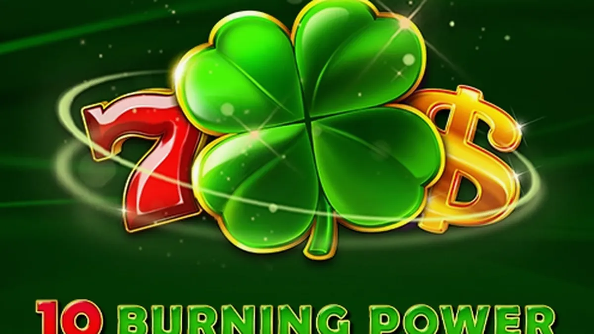 Tampilan visual slot 10 Burning Power dengan simbol buah klasik dan latar belakang api.
